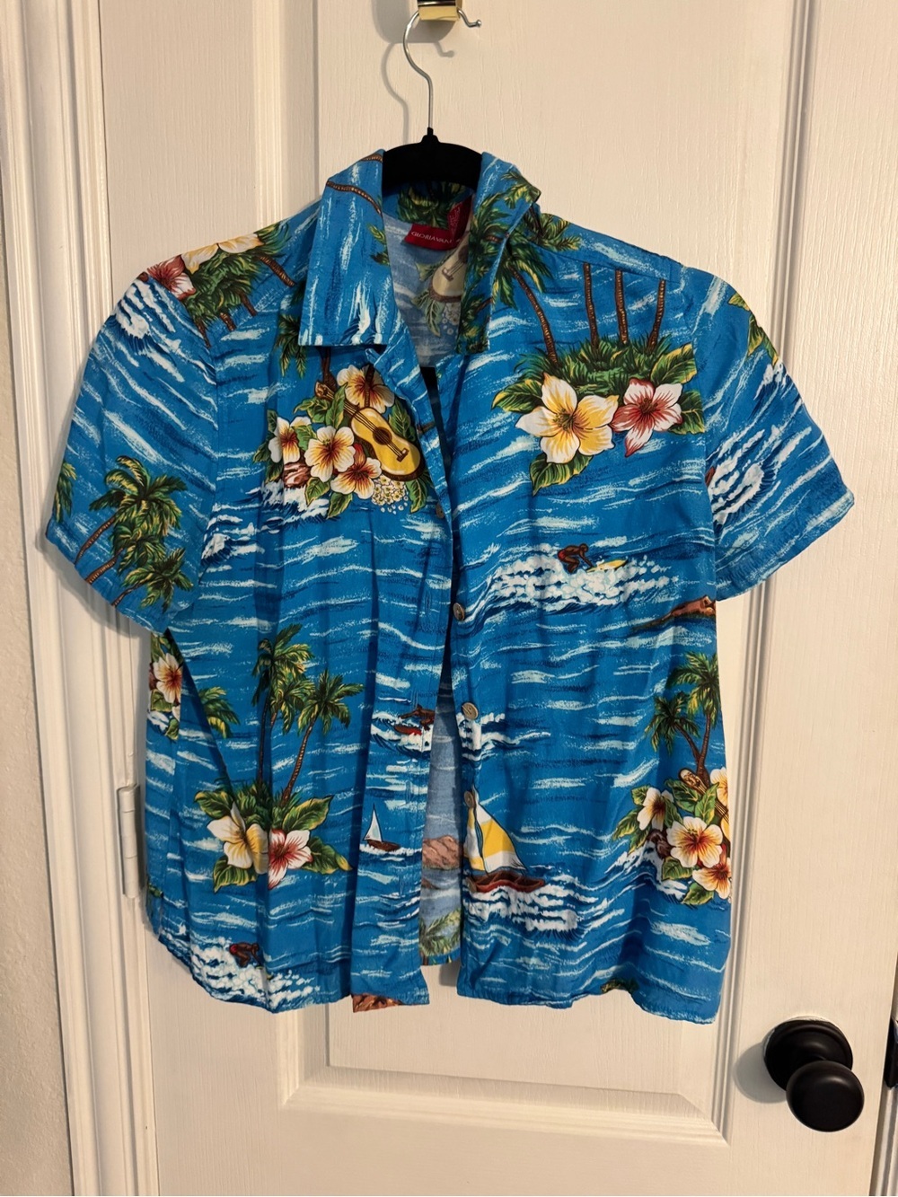 Gloria Vanderbilt Blue Tropical Floral Button-Down Shirt